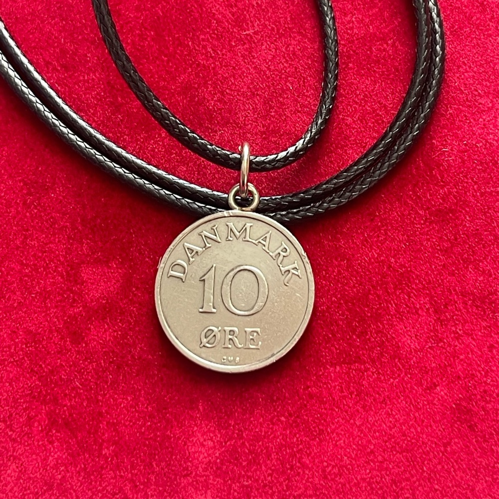 Rare to find Danmark coin pendant necklace